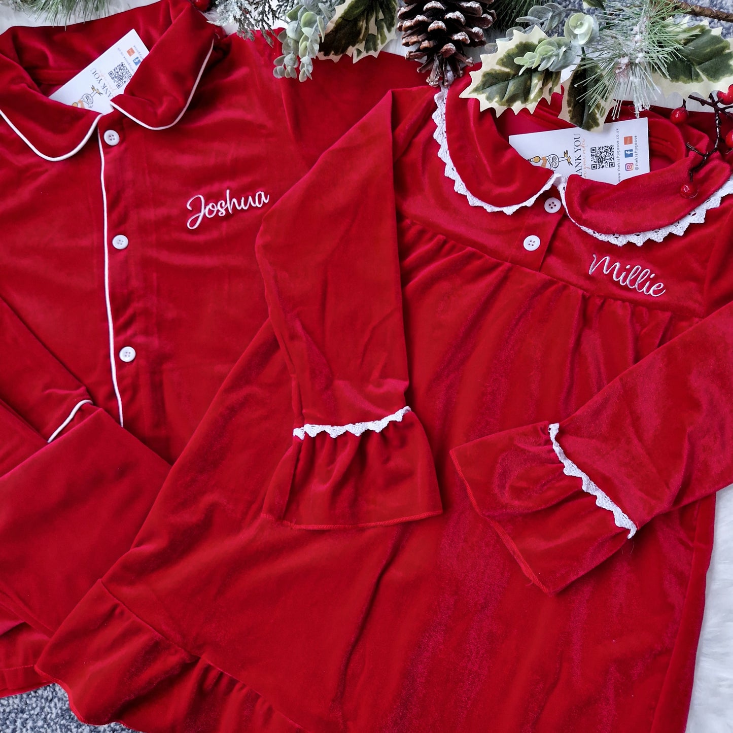Red Velvet Pyjamas and Nightdress