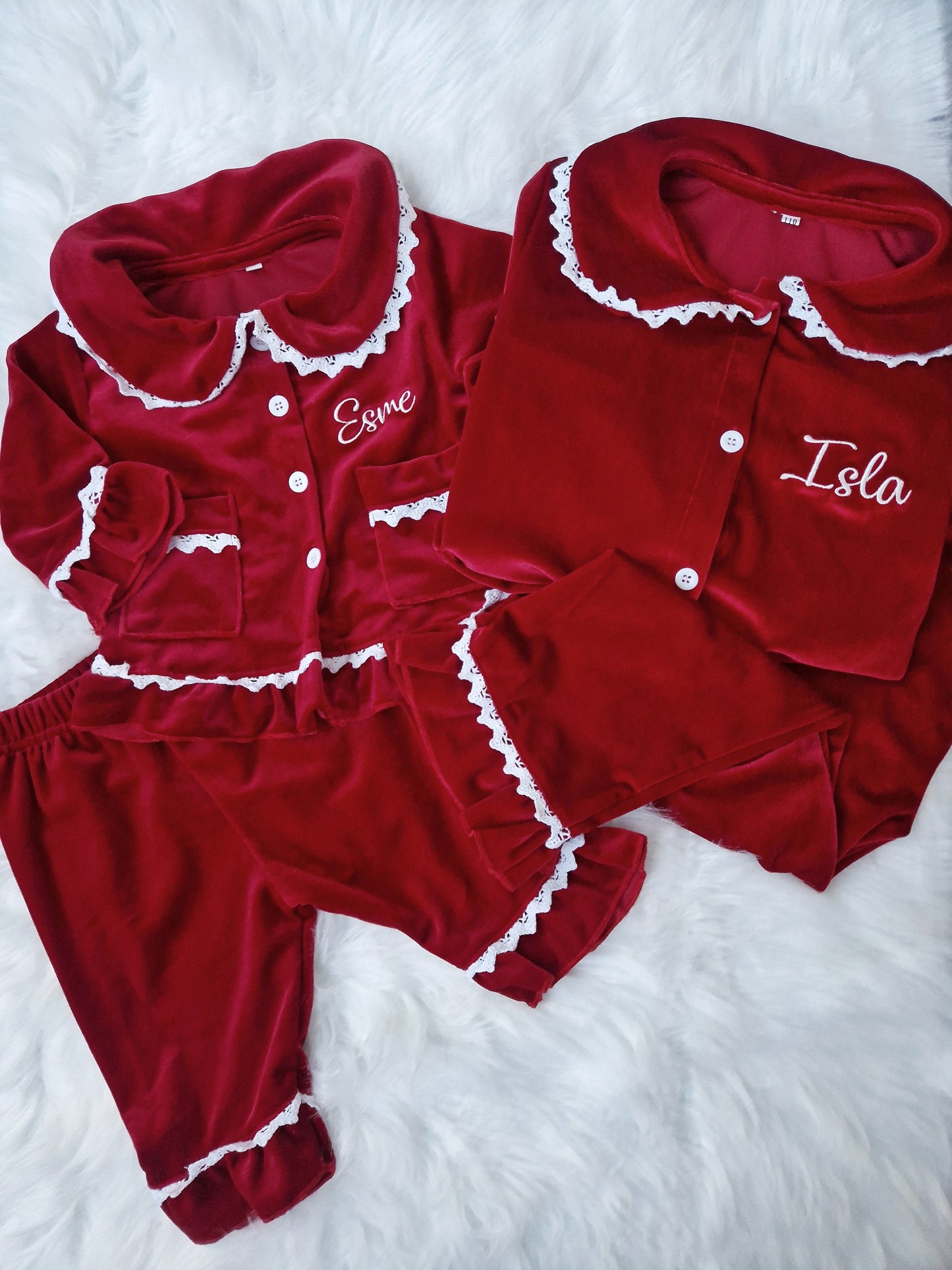 Red Velvet Pyjamas and Nightdress