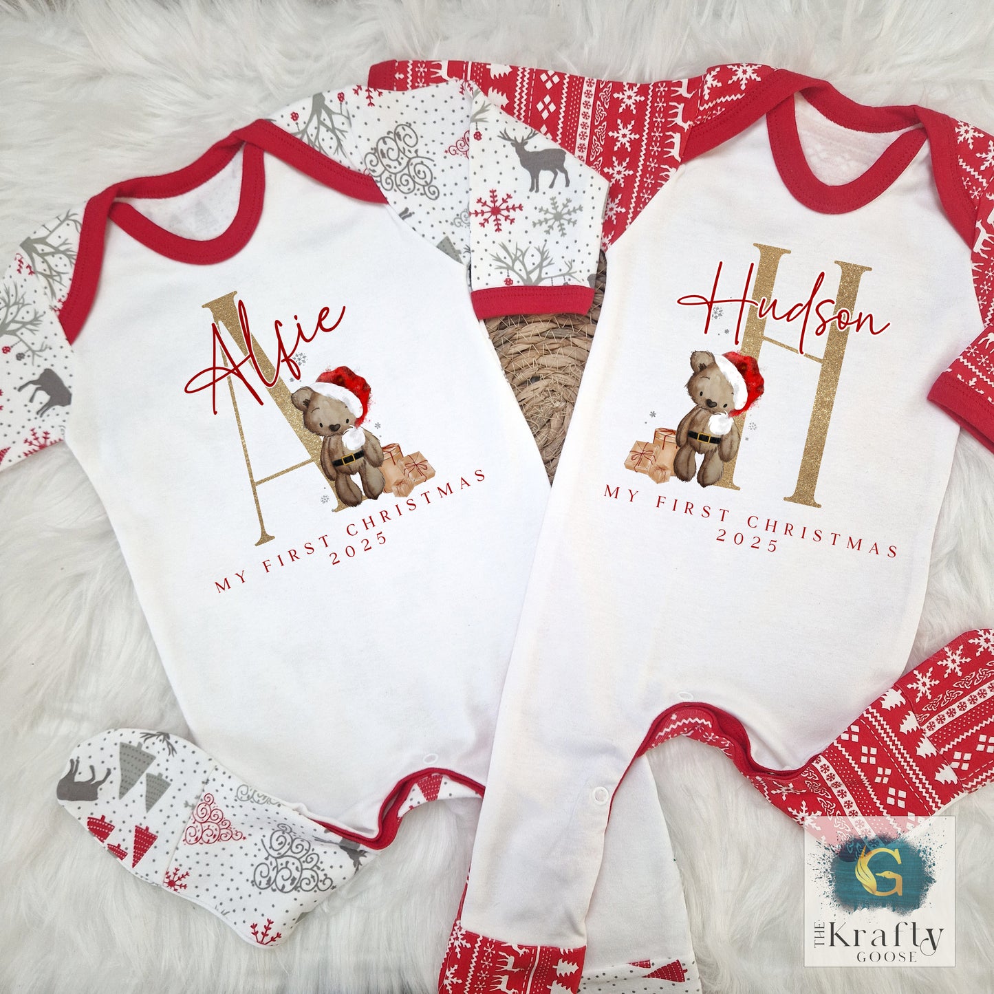 Santa Teddy Alphabet Design - My First Christmas