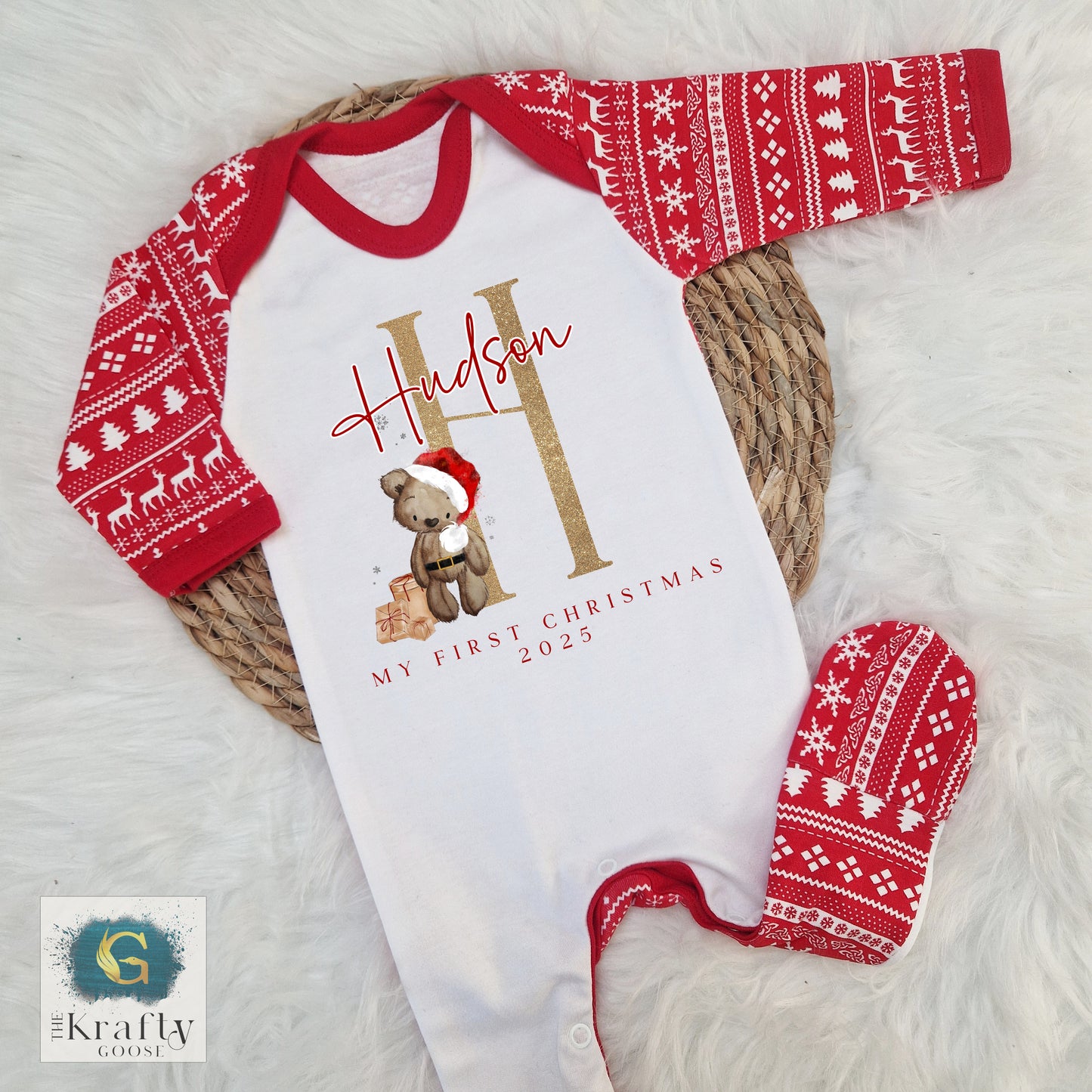 Santa Teddy Alphabet Design - My First Christmas