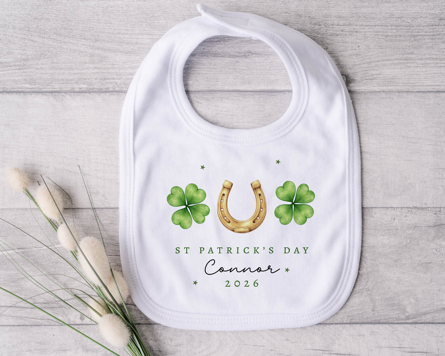 First St Patricks Day - Shamrock Horseshoe Design
