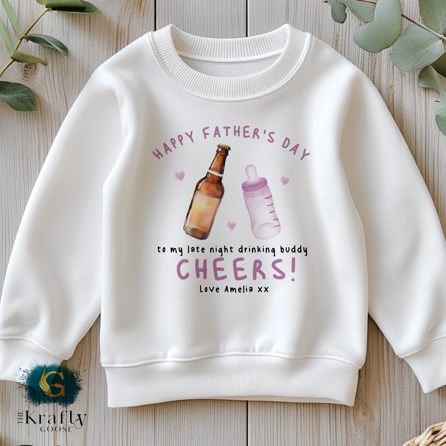 Cheers Daddy Happy Fathers Day - Pink - T-Shirt - Vest - Sleepsuit Romper - Sweater