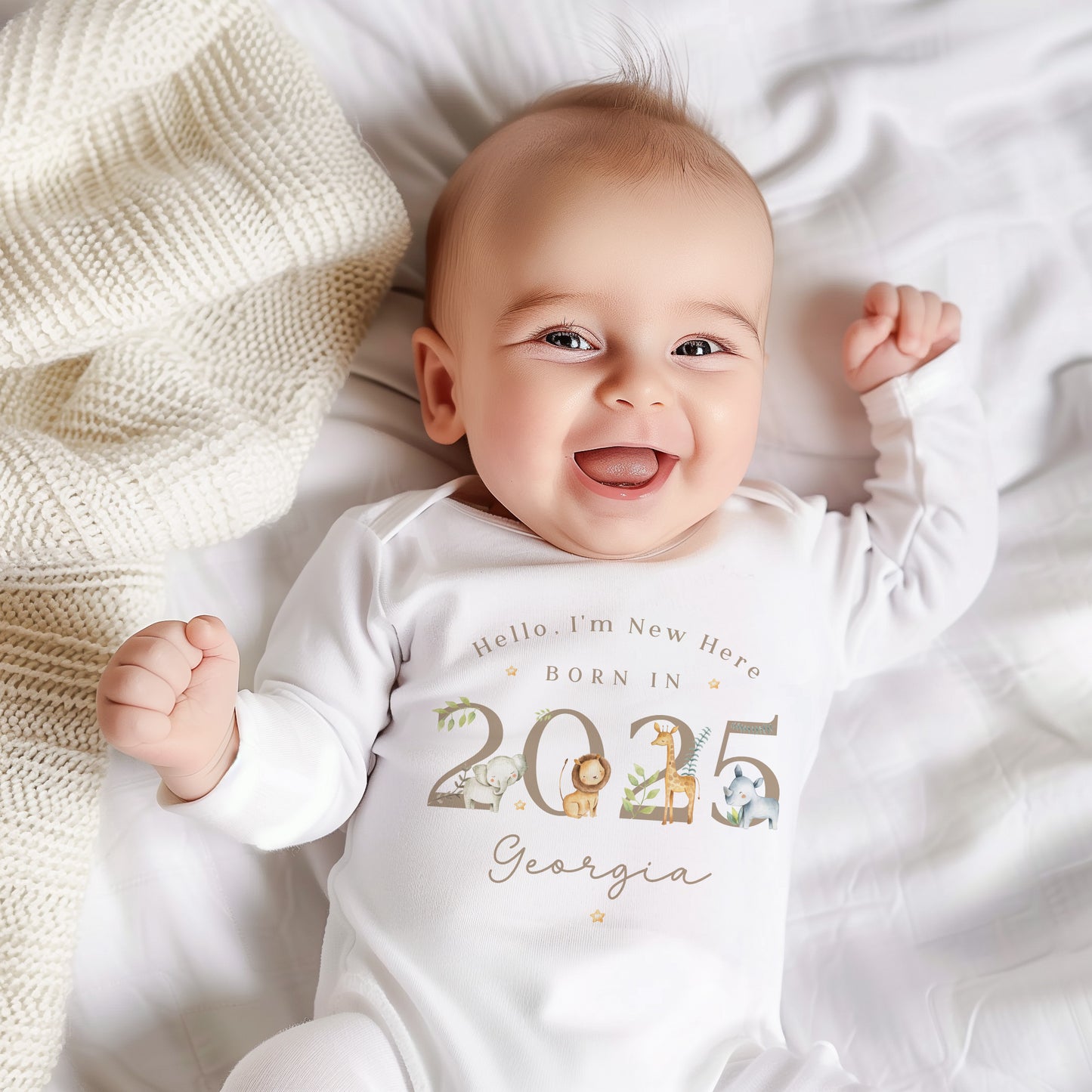 Born in 2025 - Safari Design - Four Colours to Choose