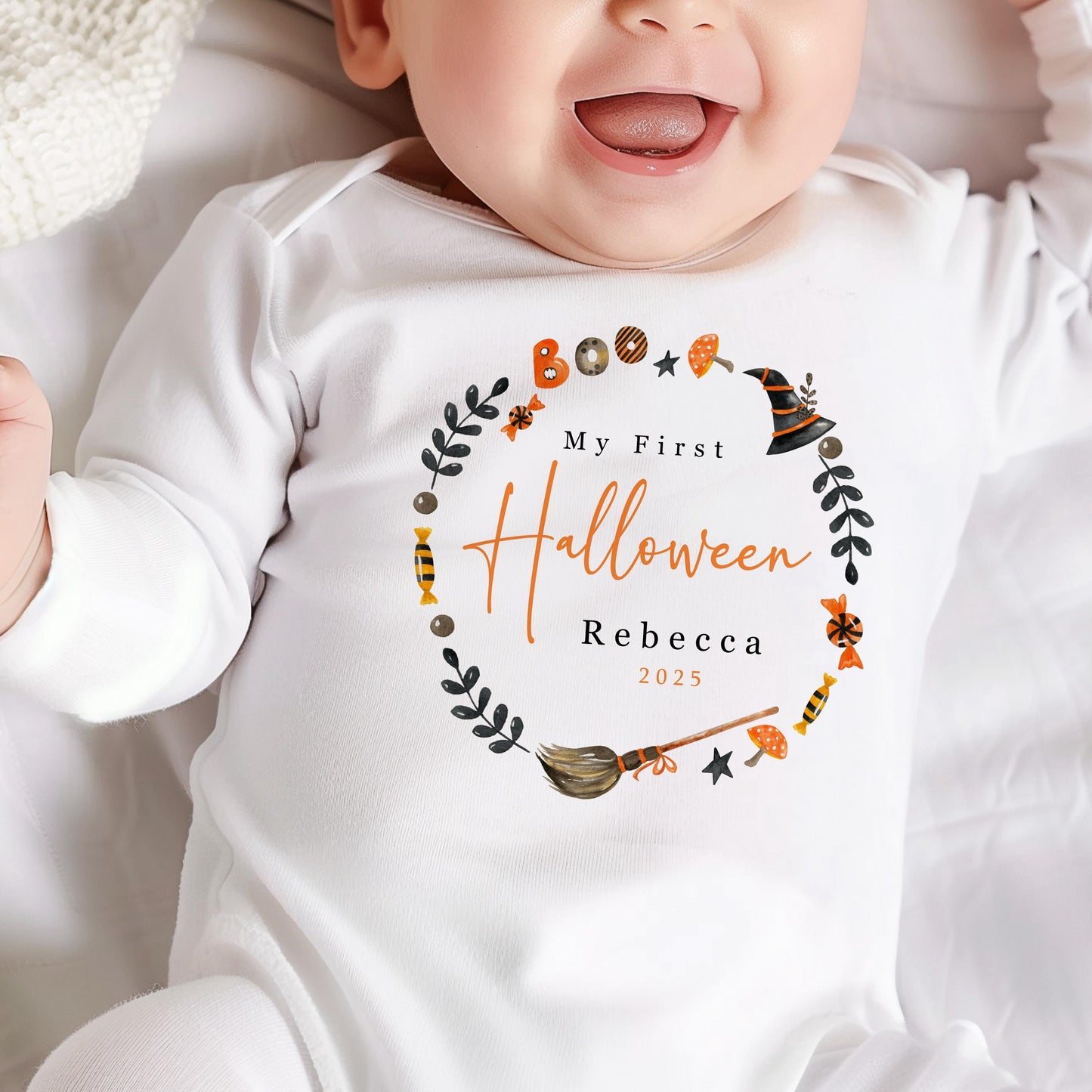 First Halloween - Broom Wreath Design