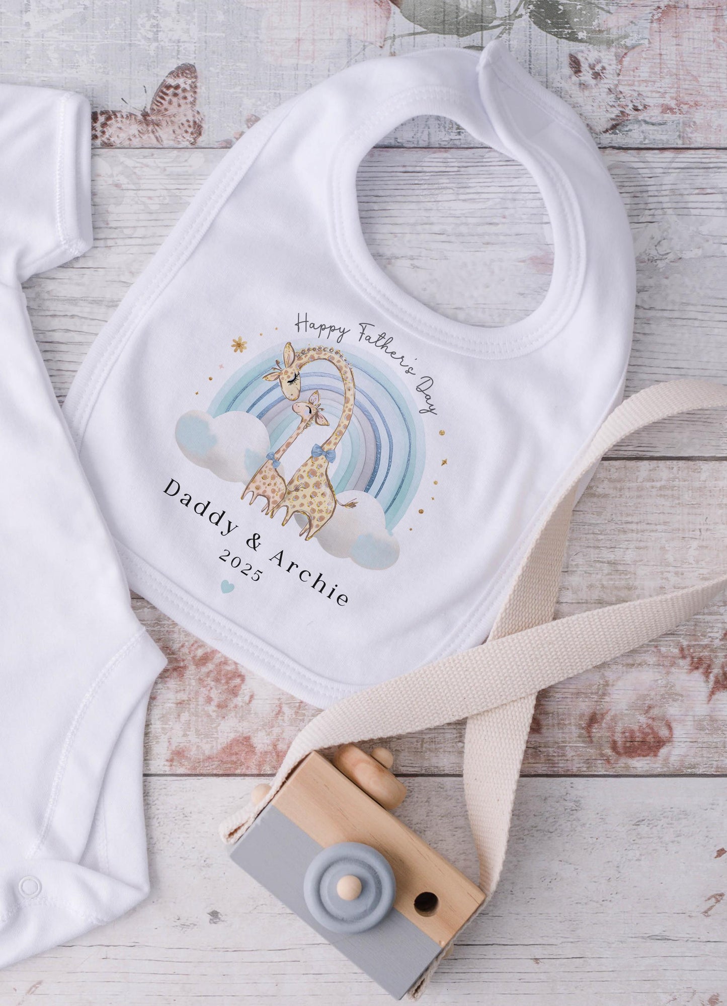 Father's Day - Blue Giraffe Rainbow Design