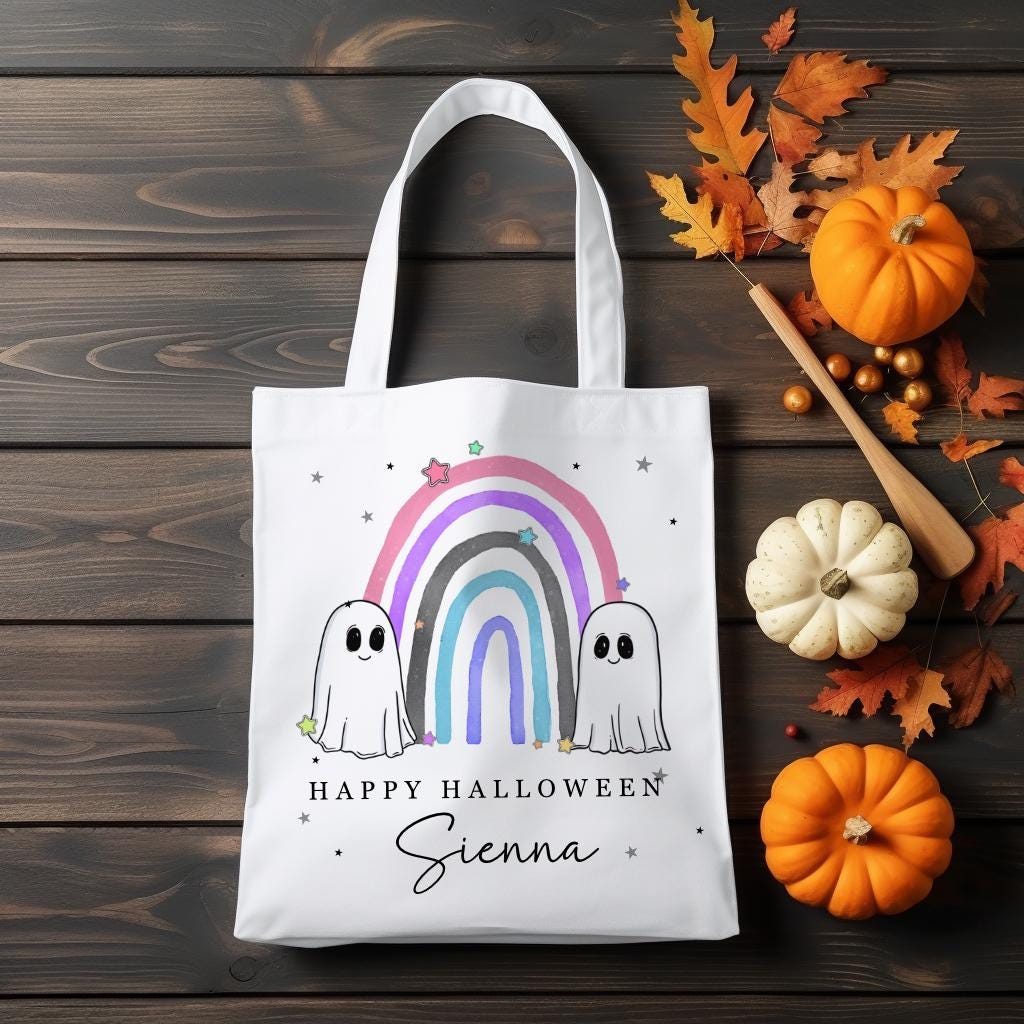Trick or Treat Bag - Ghost Rainbow Design