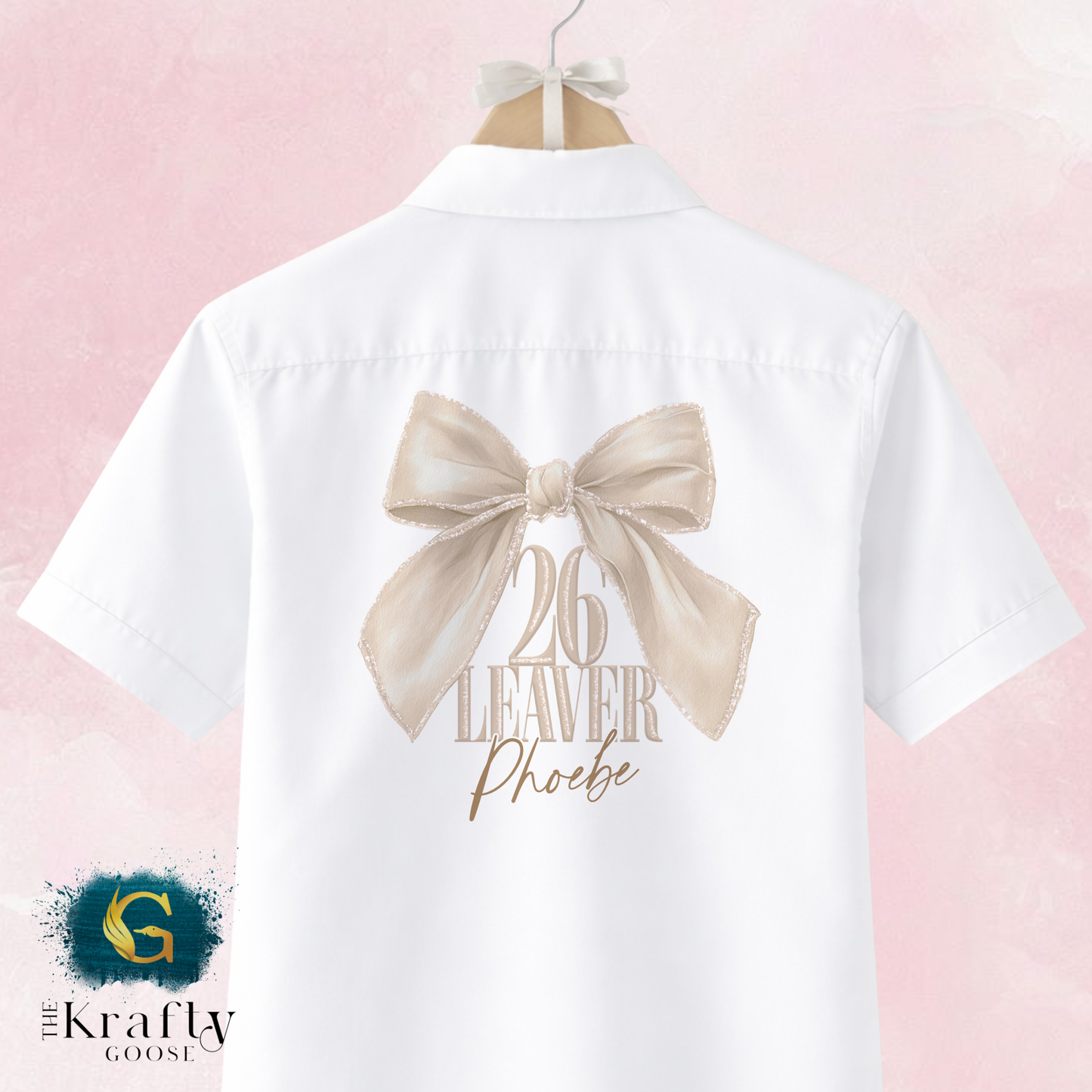 Pink or Beige Bow Leavers Shirt - Class of 2026 Leaver