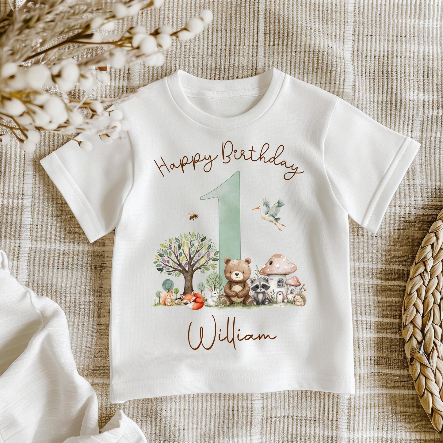 Woodland Animals Birthday T-Shirt