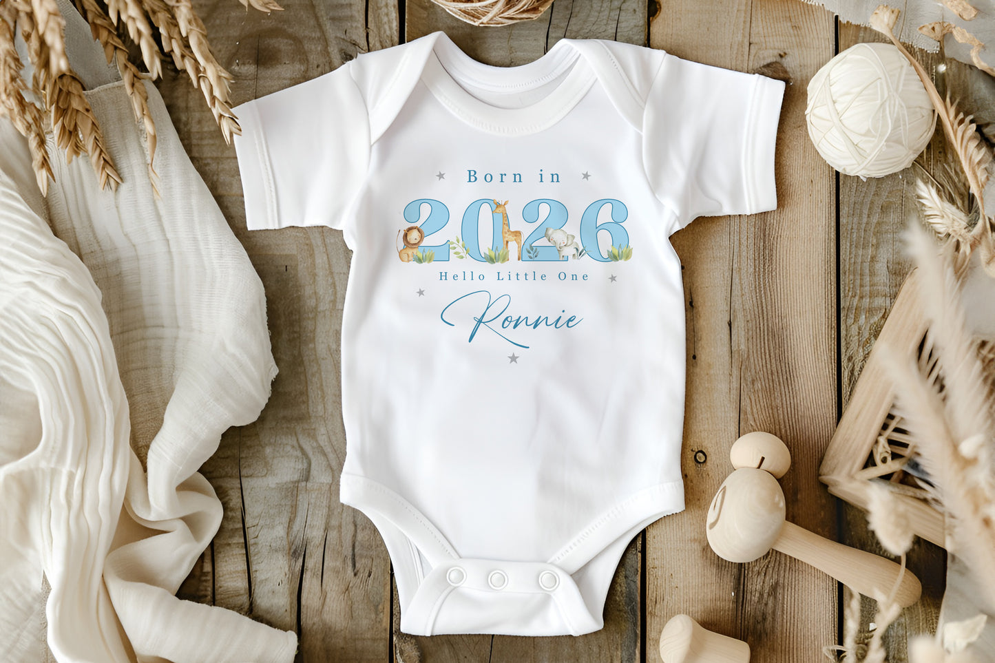 Born in 2026 - Blue Safari Jungle Design
