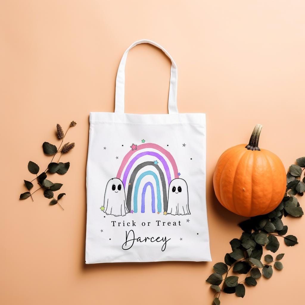 Trick or Treat Bag - Ghost Rainbow Design