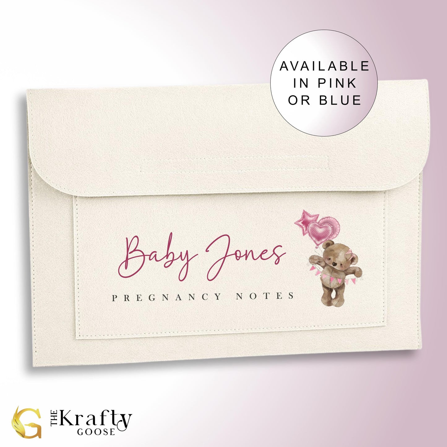 Pregnancy Maternity Notes Folder - Blue or Pink Bear Design