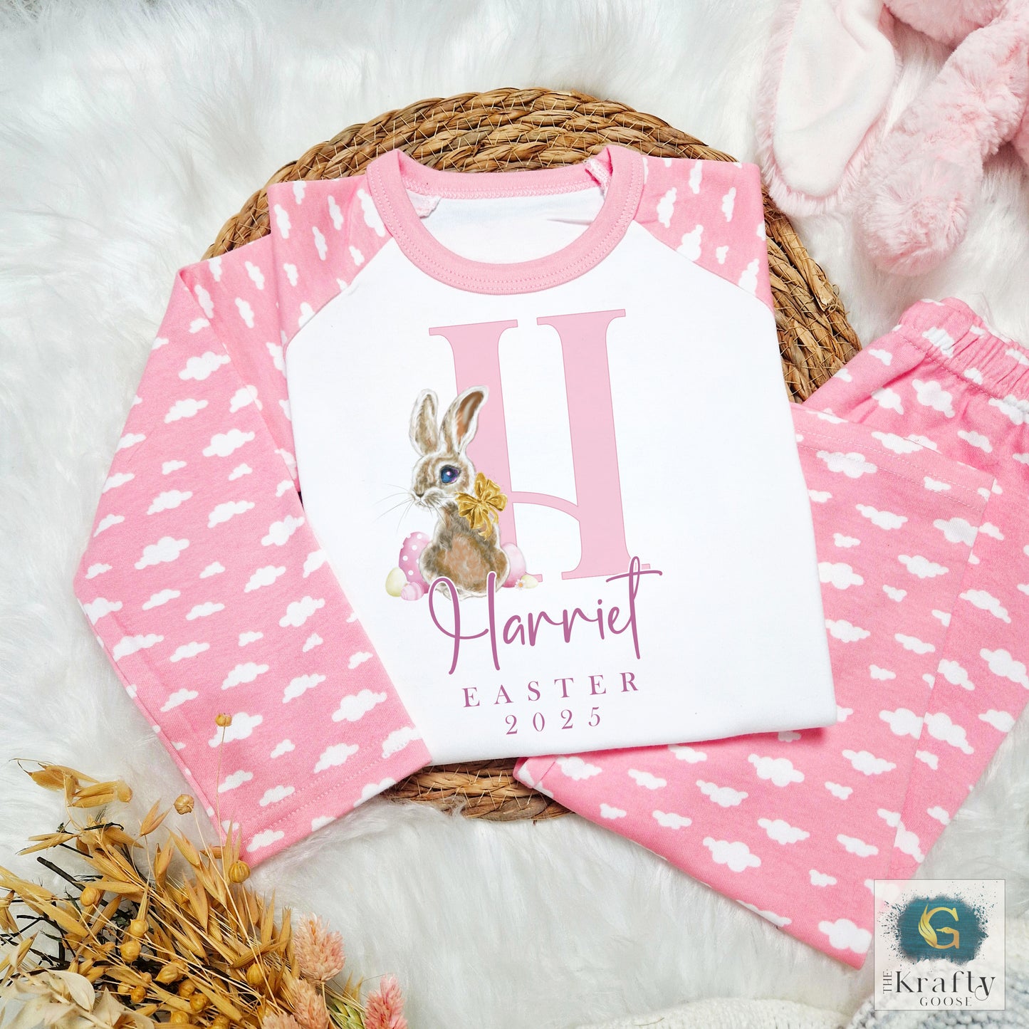 Easter Pyjamas - Vintage Bunny Design - Pink