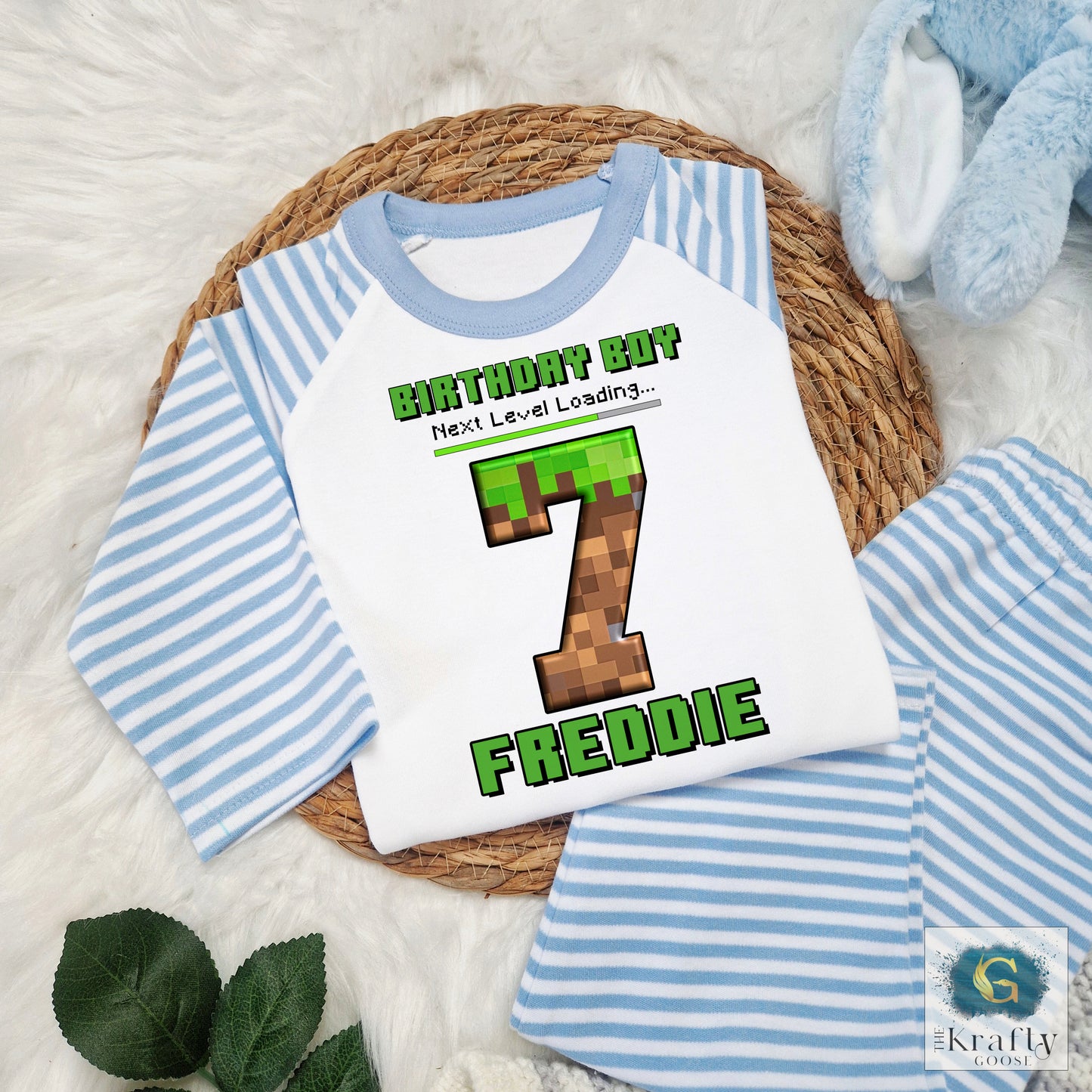Personalised Birthday Pyjamas - Pixel Craft Mine Gaming Level Up