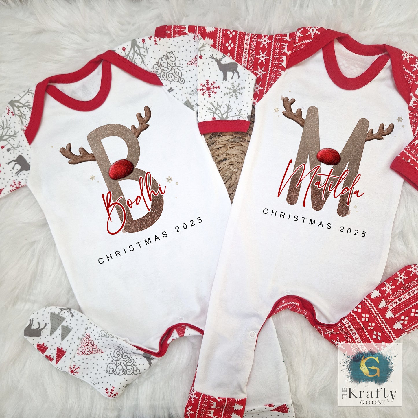 Reindeer Initial Alphabet - Matching Family Pyjamas