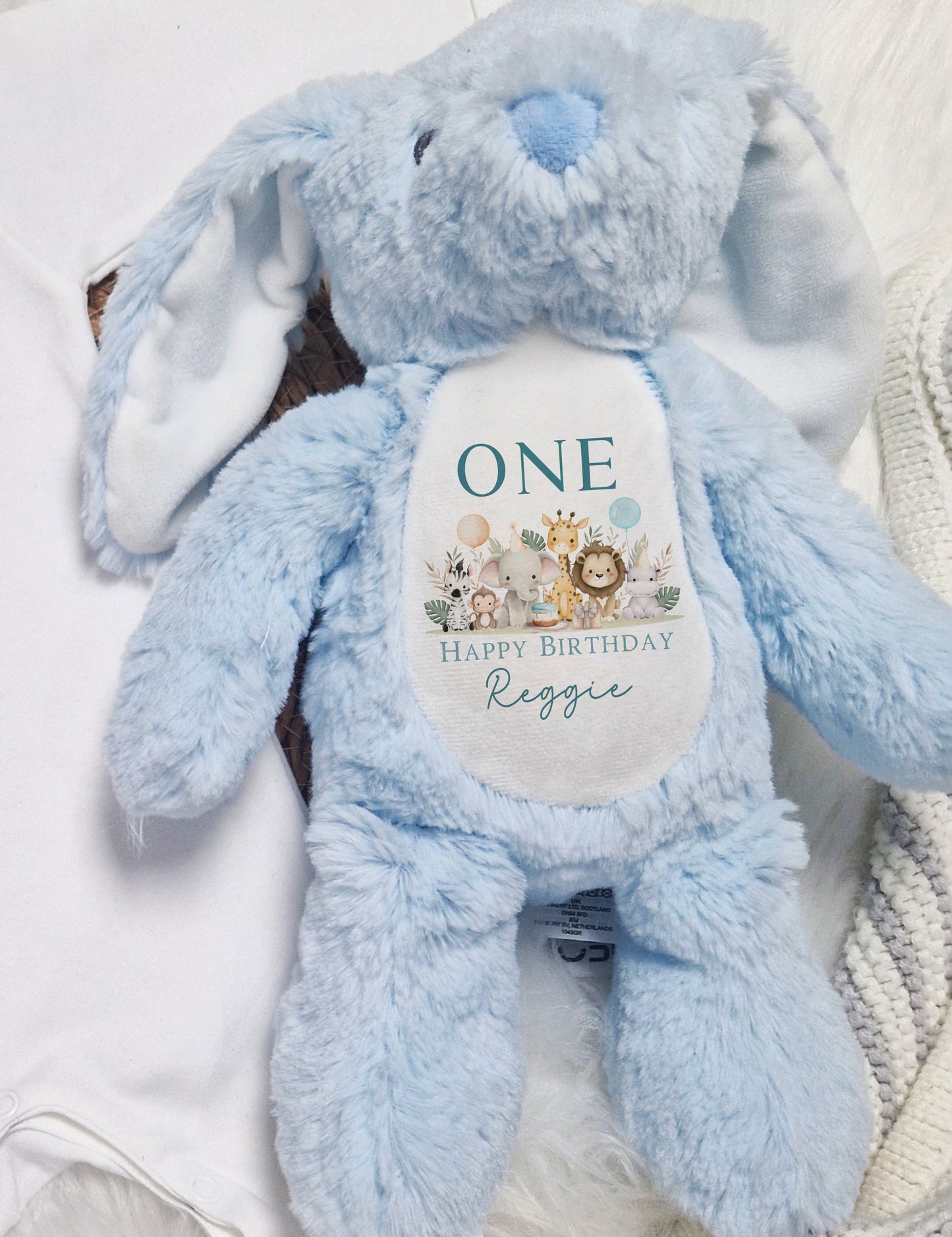 Jungle Safari 1st Birthday Baby Babygrow Bundle - Blue Design