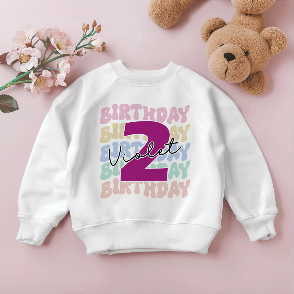 Retro Birthday - Age T-Shirt / Sweatshirt - Pink Design