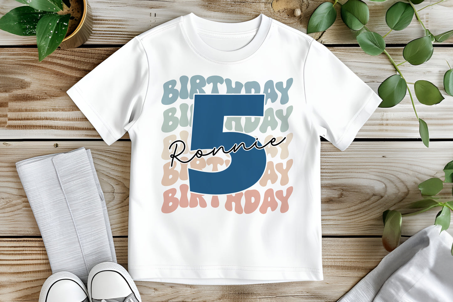Retro Birthday - Age T-Shirt / Sweatshirt - Blue Design
