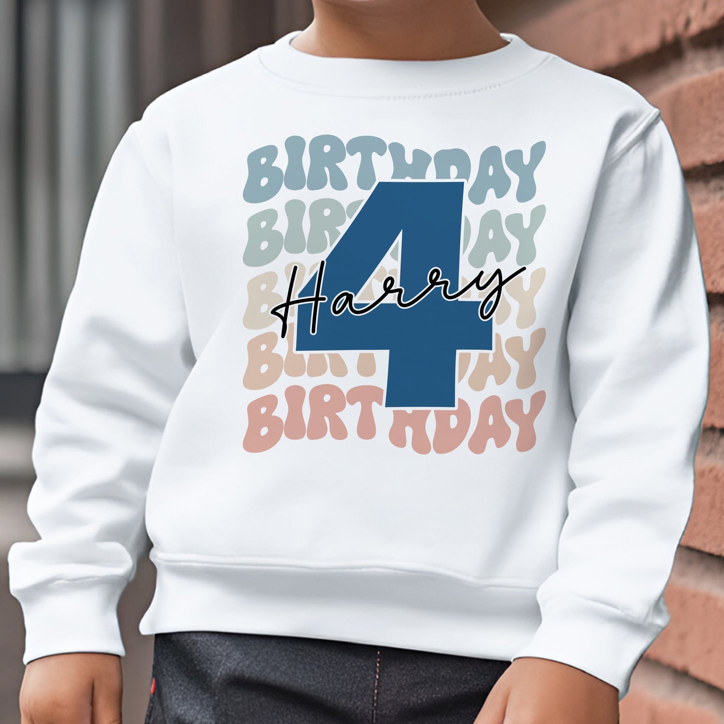 Retro Birthday - Age T-Shirt / Sweatshirt - Blue Design