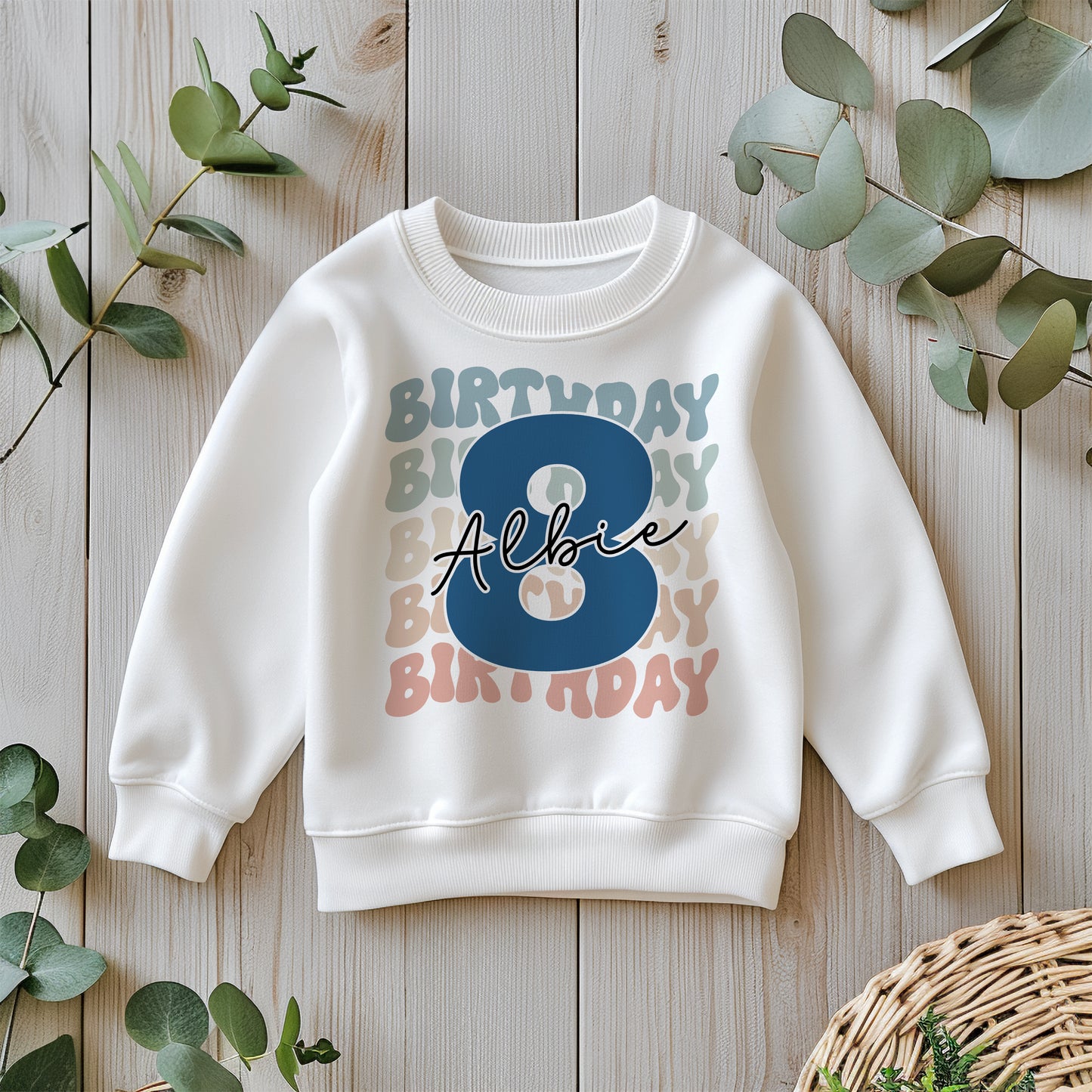 Retro Birthday - Age T-Shirt / Sweatshirt - Blue Design