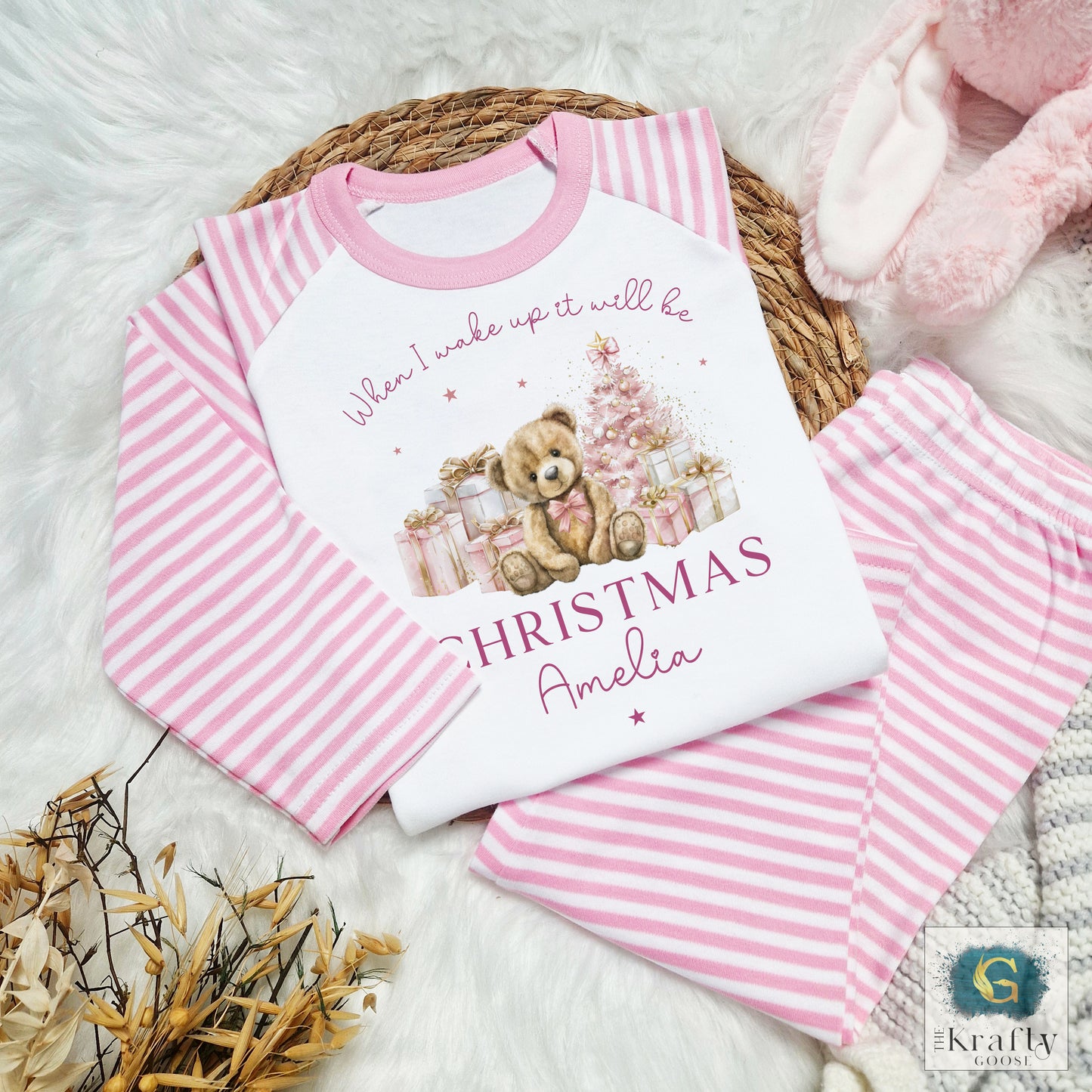 When I Wake Up It Will Be Christmas - Blue or Pink Bear Design