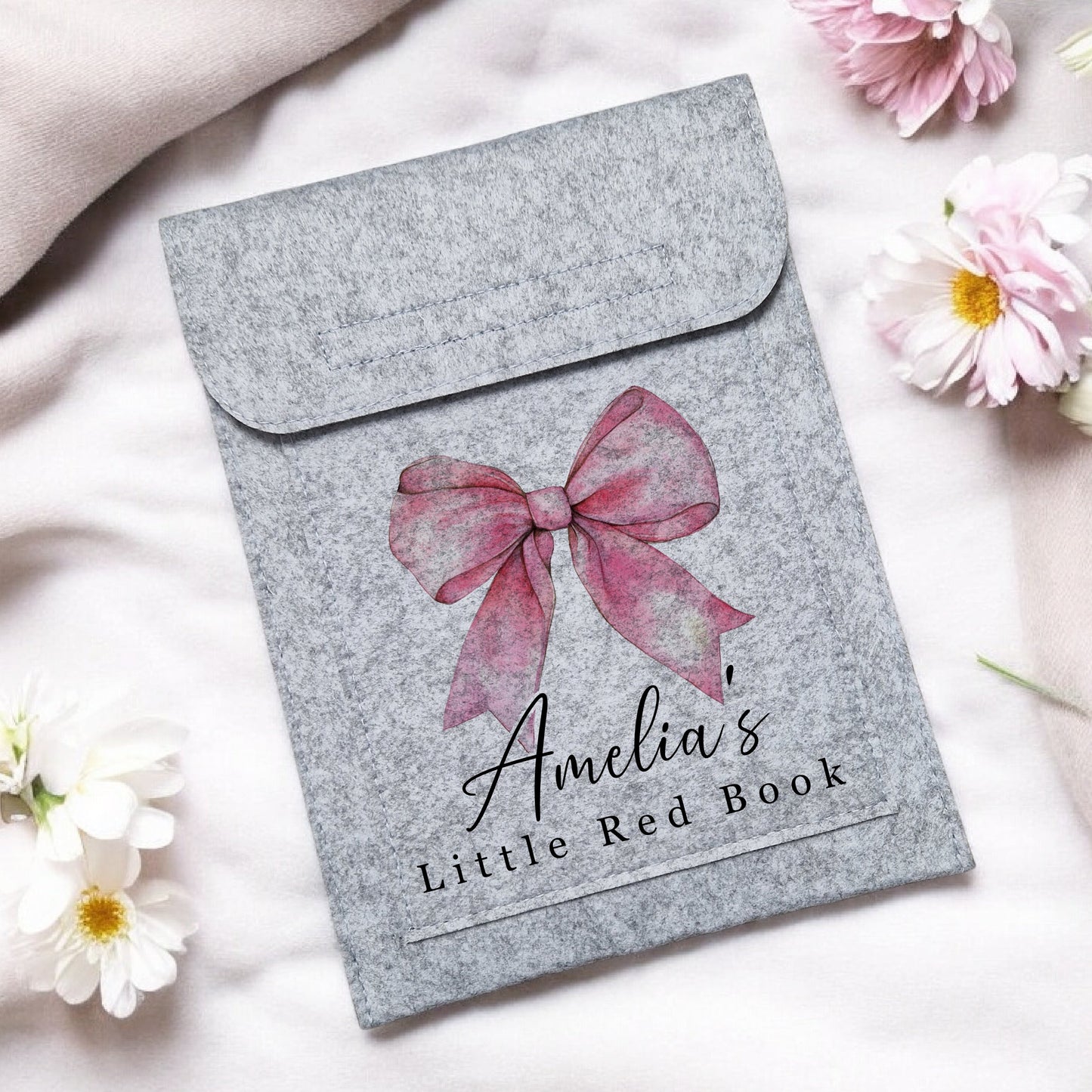 Pink Bow Design - Little Red Book Holder