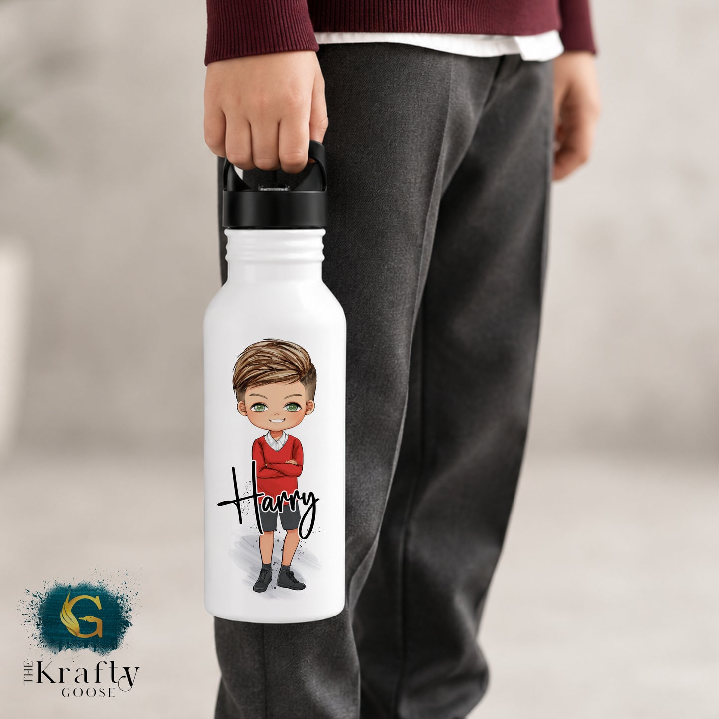 Girls School Uniform Character Water Bottle