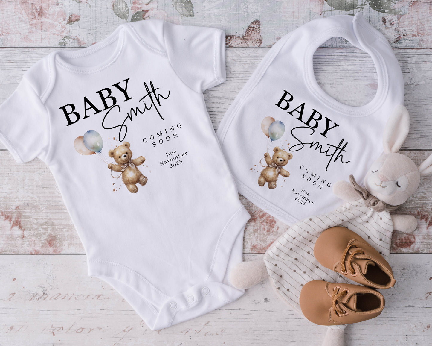 Pregnancy Announcement Baby Clothing - Unisex Bear Design