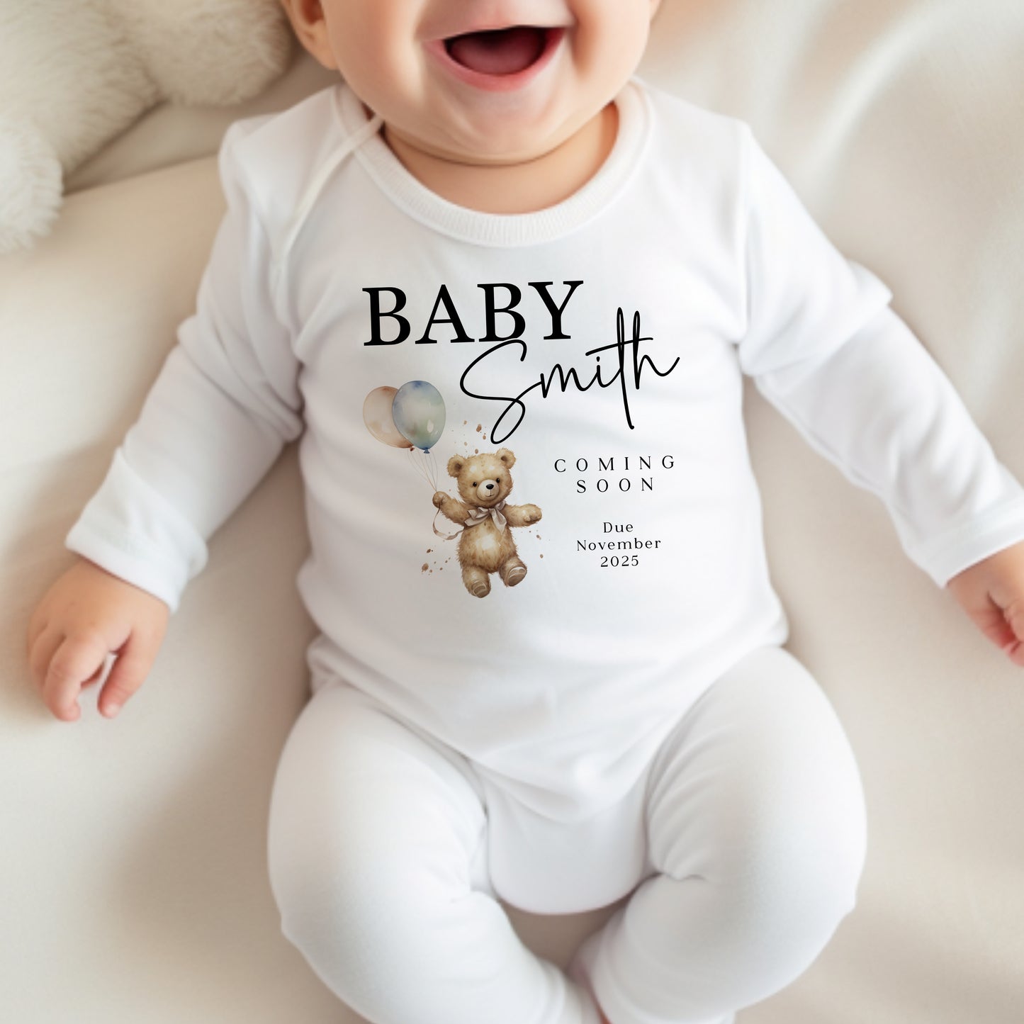Pregnancy Announcement Baby Clothing - Unisex Bear Design