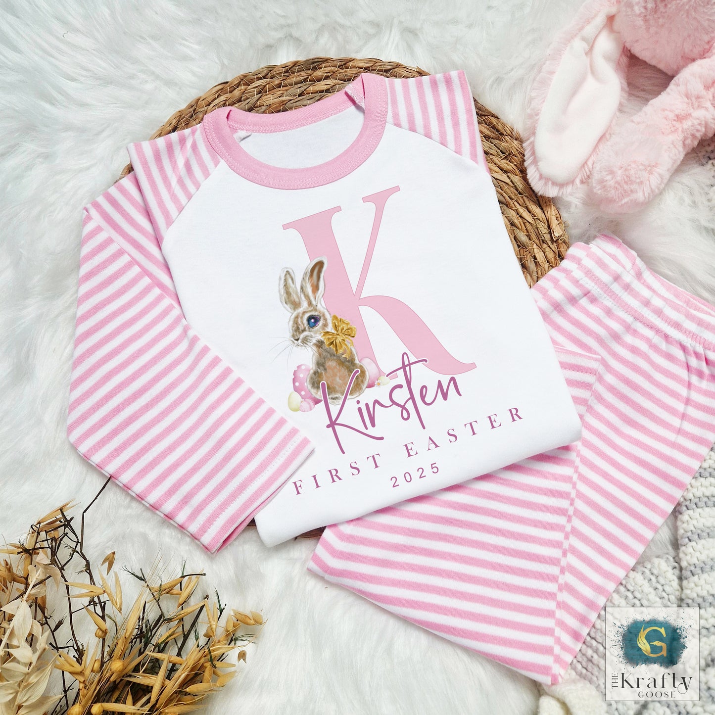 Easter Pyjamas - Vintage Bunny Design - Pink