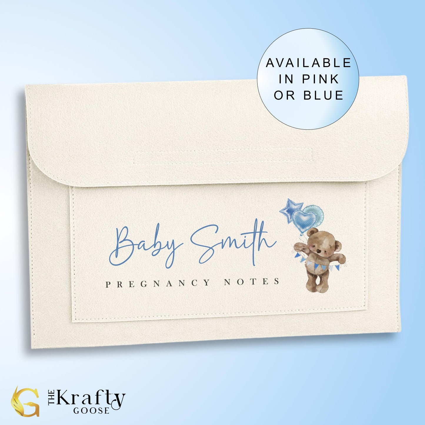 Pregnancy Maternity Notes Folder - Blue or Pink Bear Design