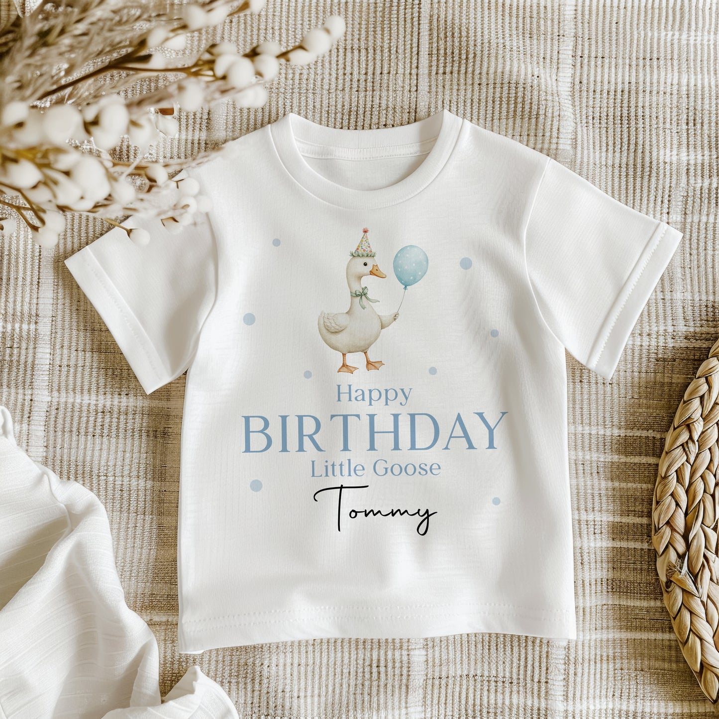 Little Goose Birthday T-Shirt - Blue Design