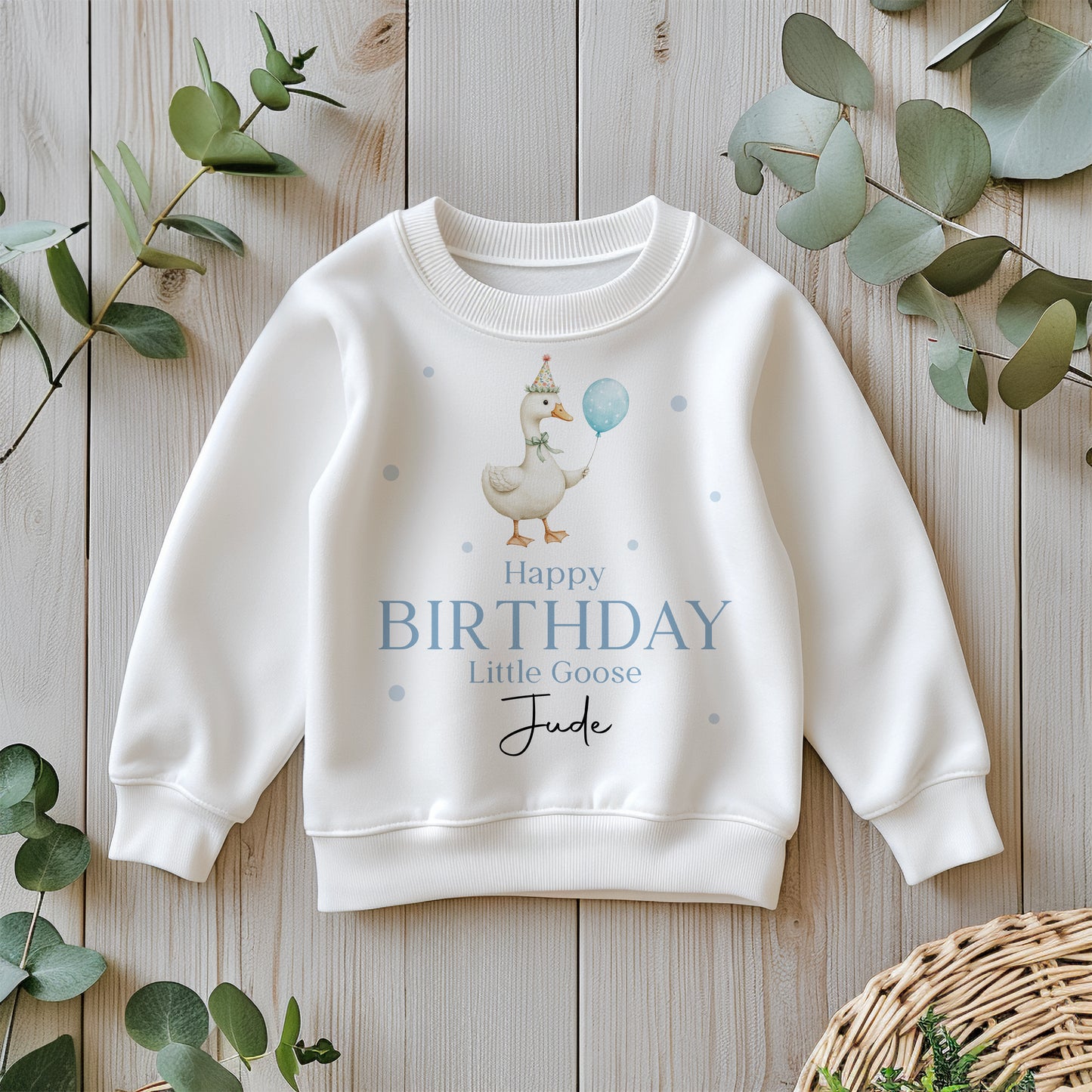 Little Goose Birthday T-Shirt - Blue Design