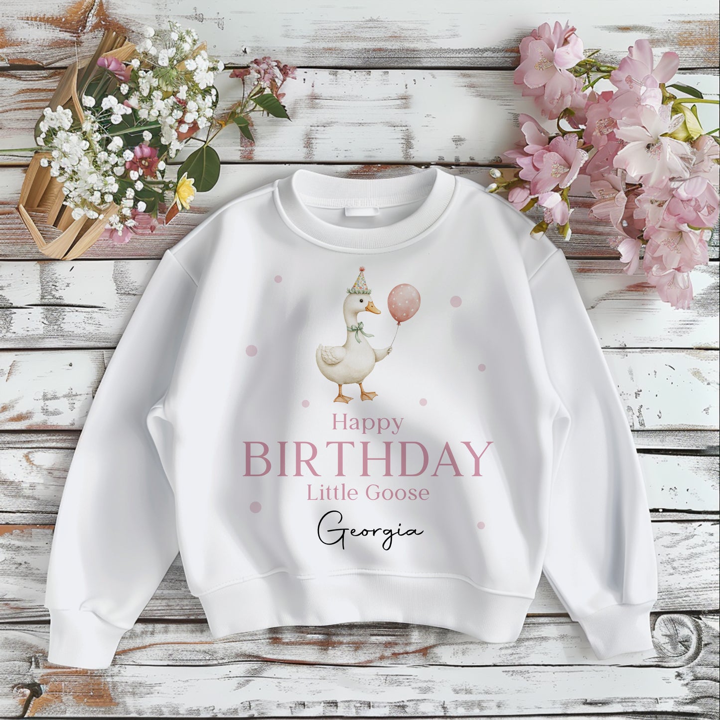 Little Goose Birthday T-Shirt - Pink Design
