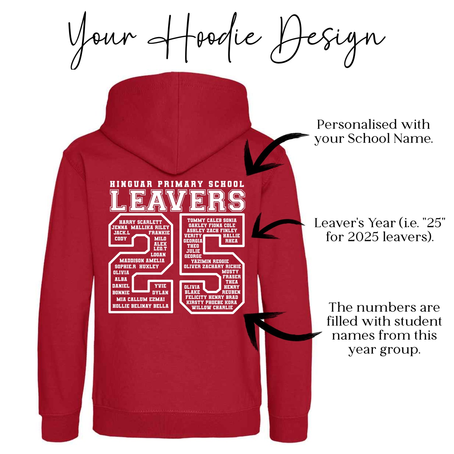 School Leavers Hoodies - Lots of Colours Available