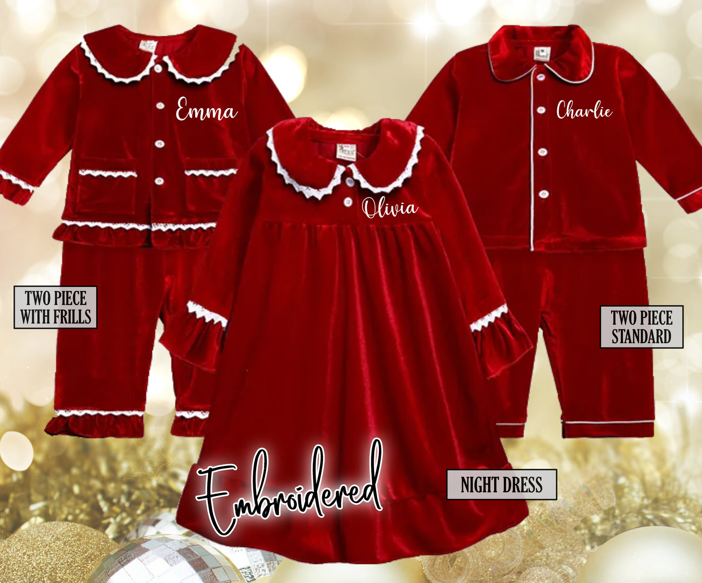 Red Velvet Pyjamas and Nightdress