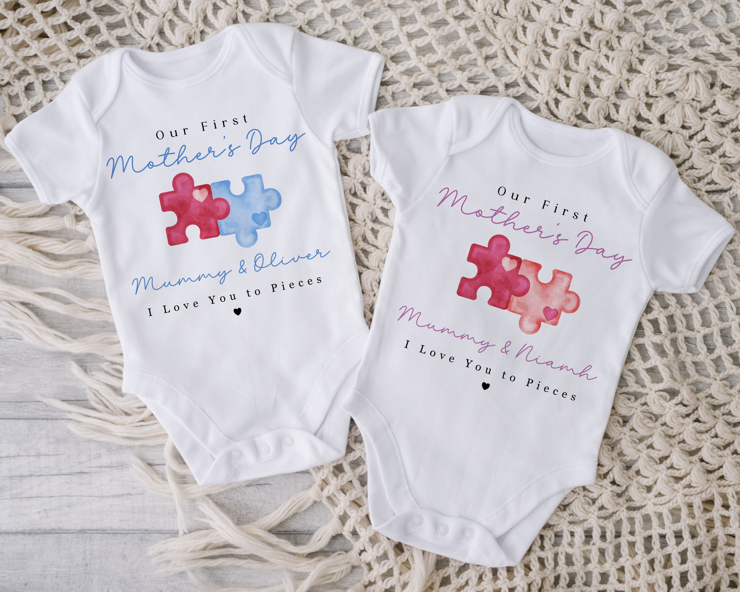 I Love You to Pieces Design - Blue or Pink Puzzle