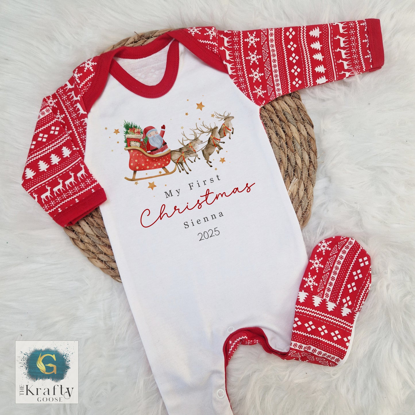 Santa Sleigh and Reindeer Design - My First Christmas