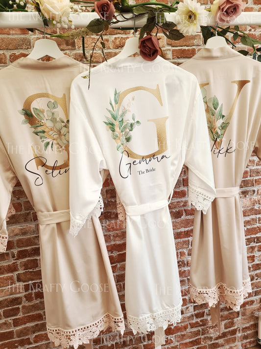 Personalised Robes / Dressing Gown - Lace Edge