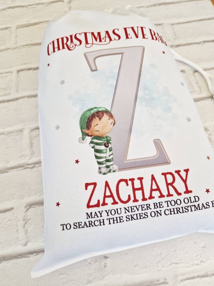 Christmas Eve Bag, Alternative to Christmas Eve Box, Stocking Filler, Santa Sack, Nice List Treat Bag for Pyjamas, PJs Gift Father Christmas
