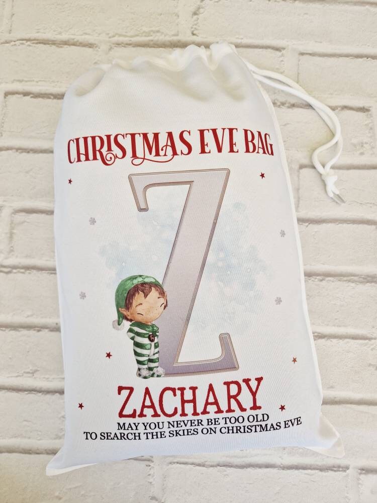 Christmas Eve Bag, Alternative to Christmas Eve Box, Stocking Filler, Santa Sack, Nice List Treat Bag for Pyjamas, PJs Gift Father Christmas