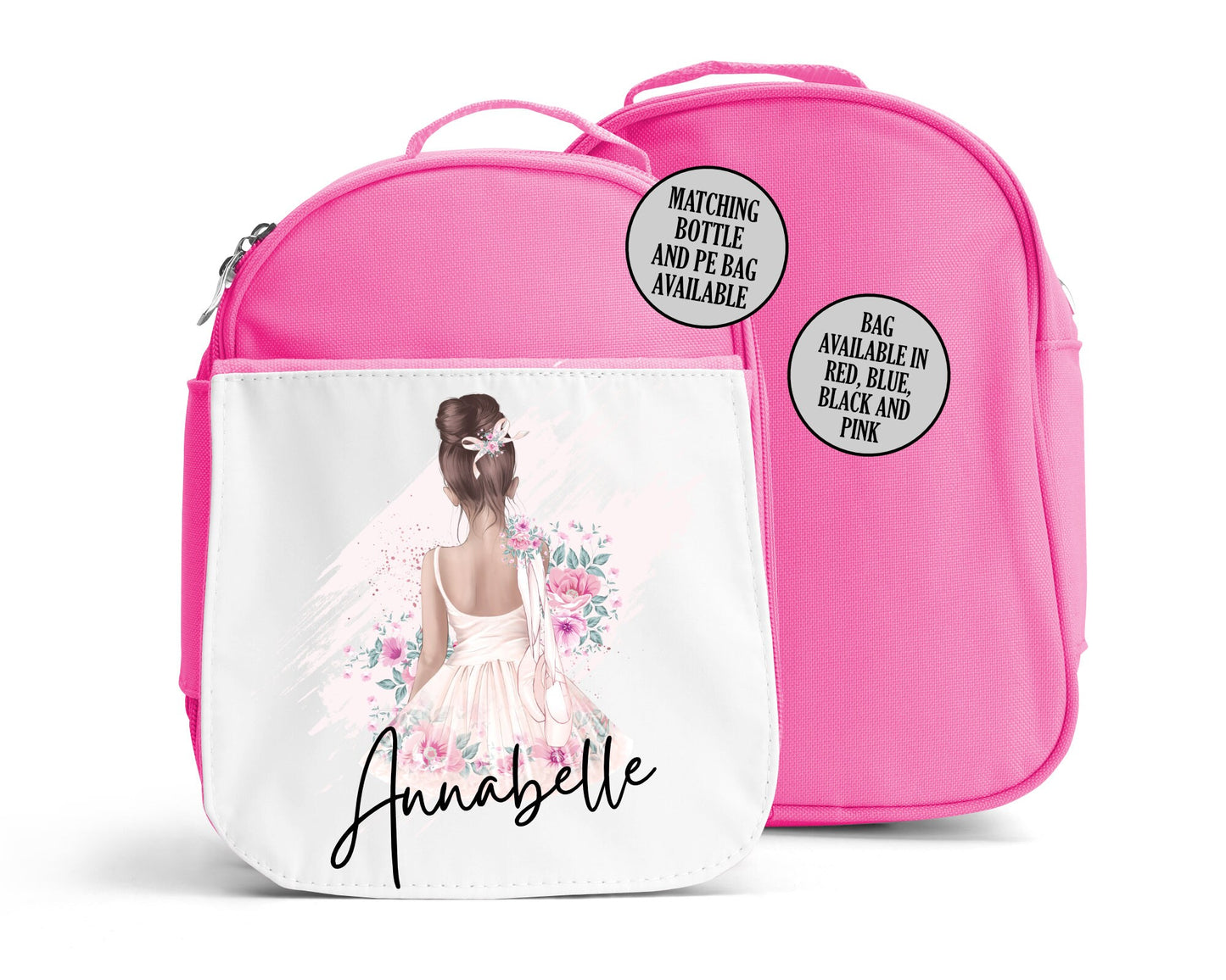 Personalised School Gym Bag, Kids PE Bag, Back to School Ballet Dancer Theme with Name, Flowery Bag for Girls, Dance Gift, Stocking Filler