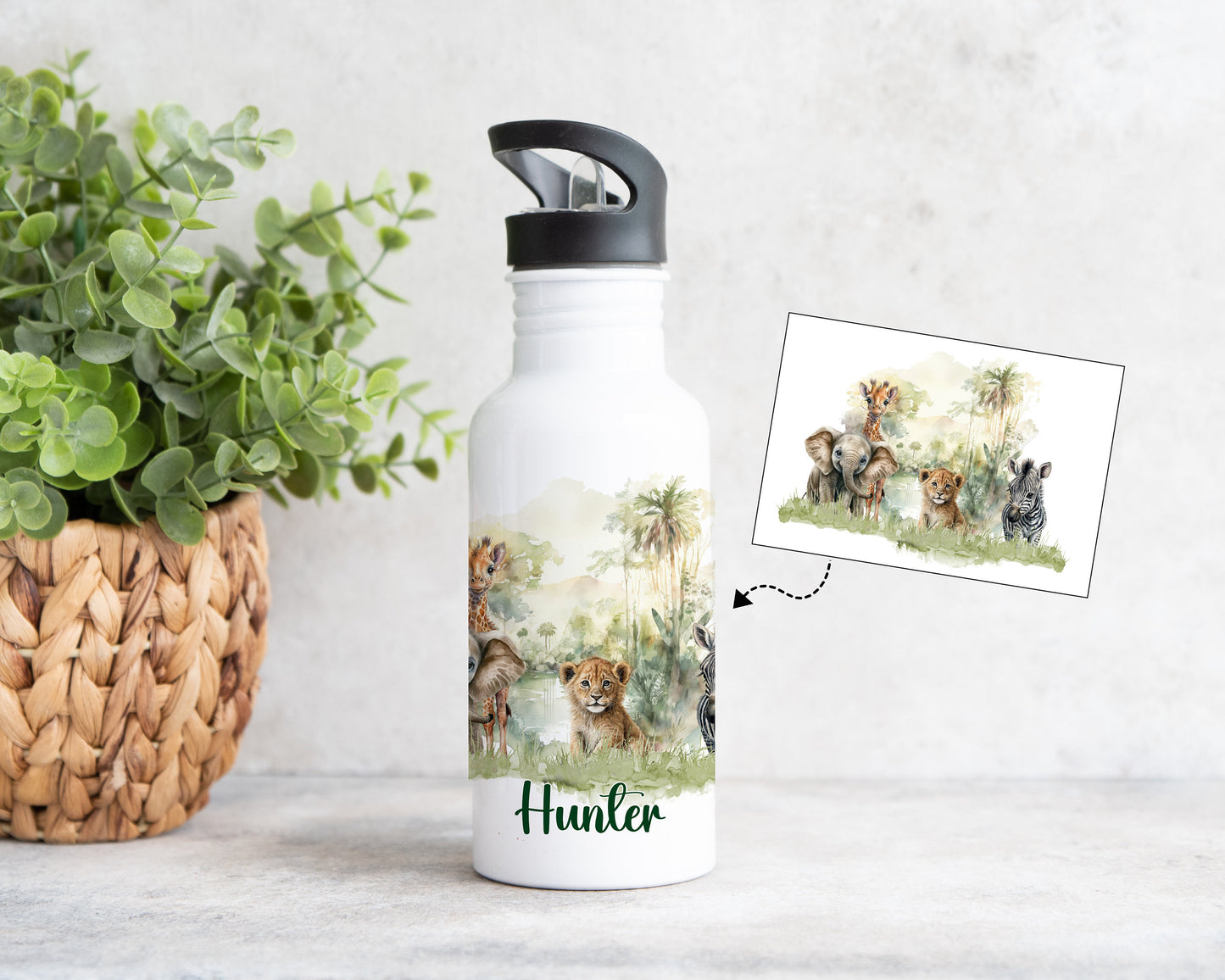 Safari Animals Water Bottle