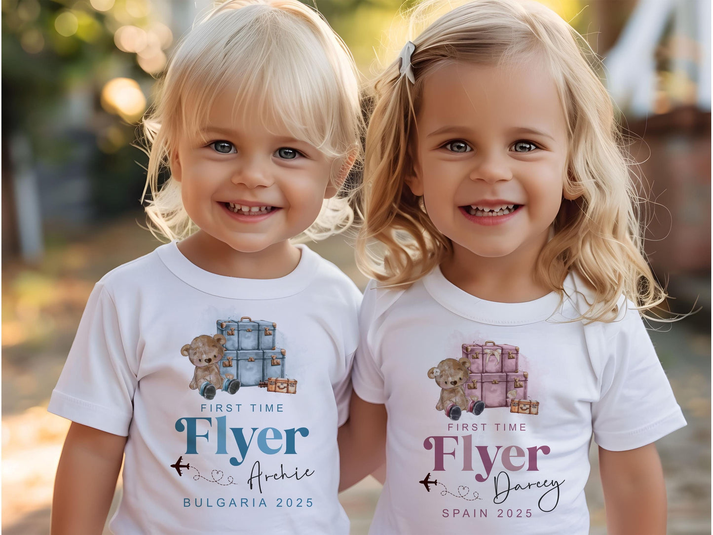 First Time Flyer T-Shirt - Bear - Blue or Pink Design