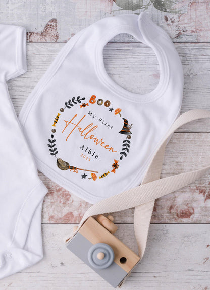 First Halloween - Broom Wreath Design