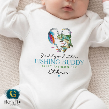 Daddy's Little Fishing Buddy - T-Shirt - Vest - Sleepsuit Romper - Sweater