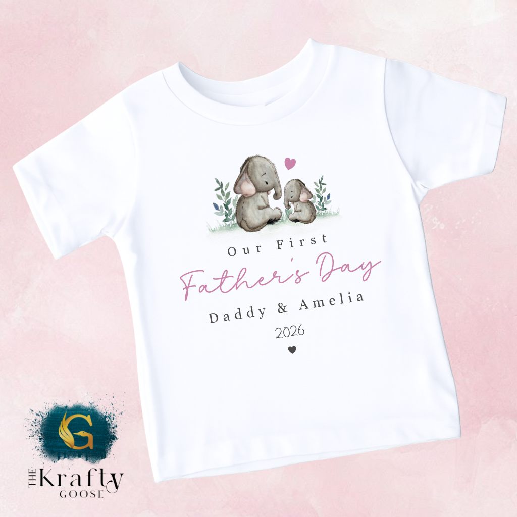Our 1st Fathers Day Elephants - T-Shirt - Vest - Sleepsuit Romper - Sweater