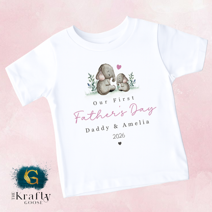 Our 1st Fathers Day Elephants - T-Shirt - Vest - Sleepsuit Romper - Sweater