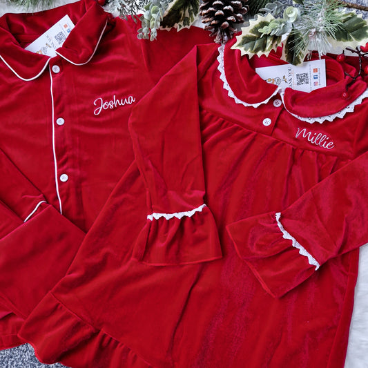 Red Velvet Pyjamas and Nightdress