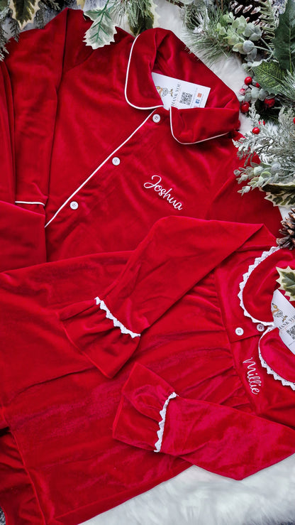 Red Velvet Pyjamas and Nightdress