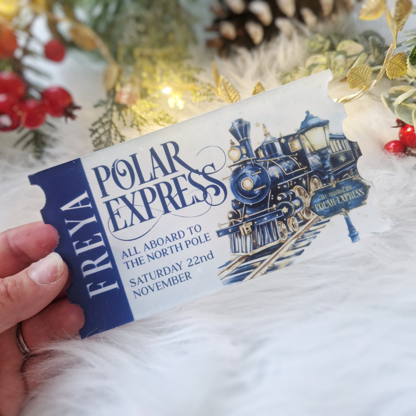 Polar Express Invitation - Acrylic Ticket